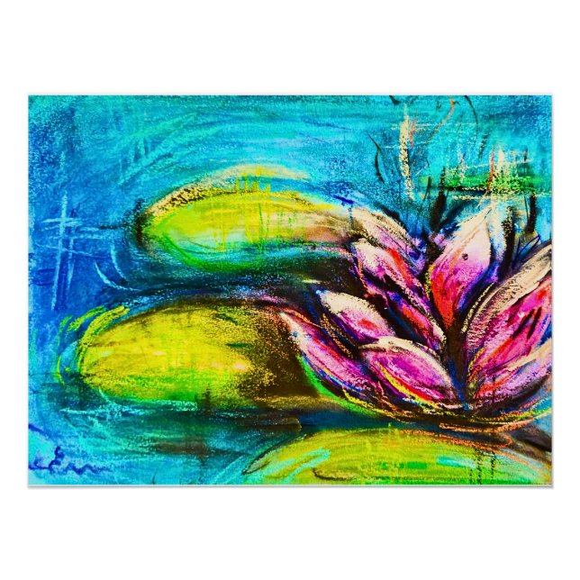 Poster Ondes de calme fleuries | Art floral abstrait zen (Devant)