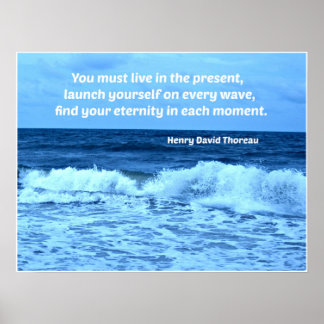 Poster Ondes océaniques et citation de H.D. Thoreau