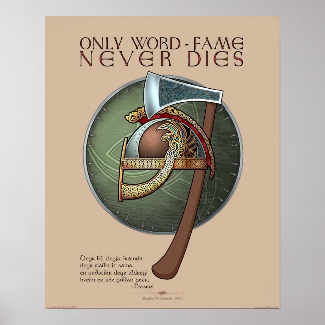 Poster "Only Word-Fame Never Mores" (16x20) (Devant)