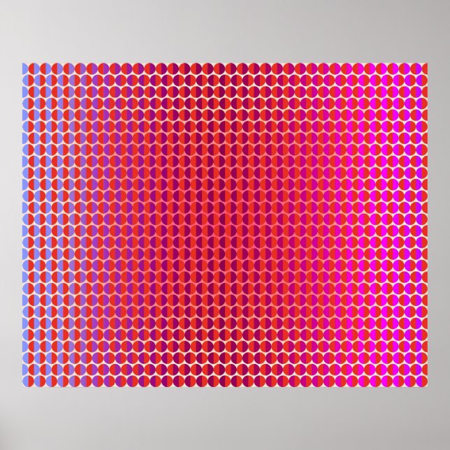 Poster Op Art Facing Each Other Red Fuchsia Violet (Devant)