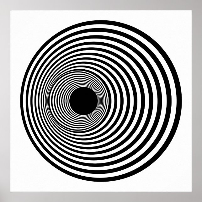 Poster Op Art Horizontal Cercles Noir et Blanc 01 (Devant)