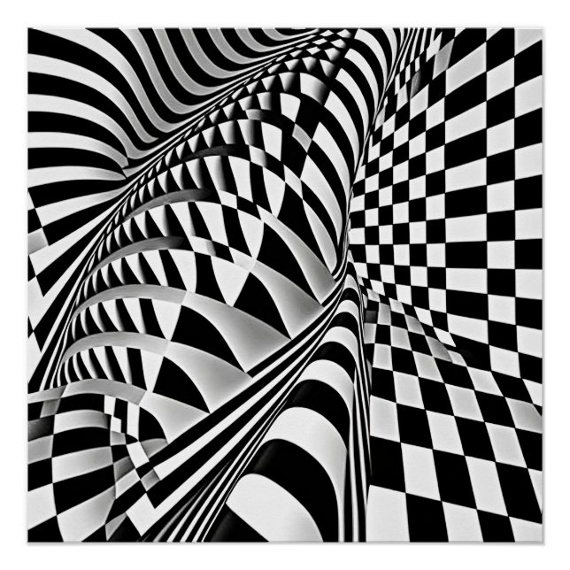 Poster Op Art Noir Et Blanc (Devant)