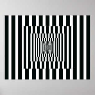 Poster Op Art Réflexions verticales Noir et Blanc