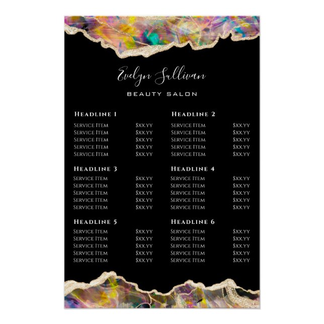 Poster Opal Design sur le tarif noir Glossy (Devant)