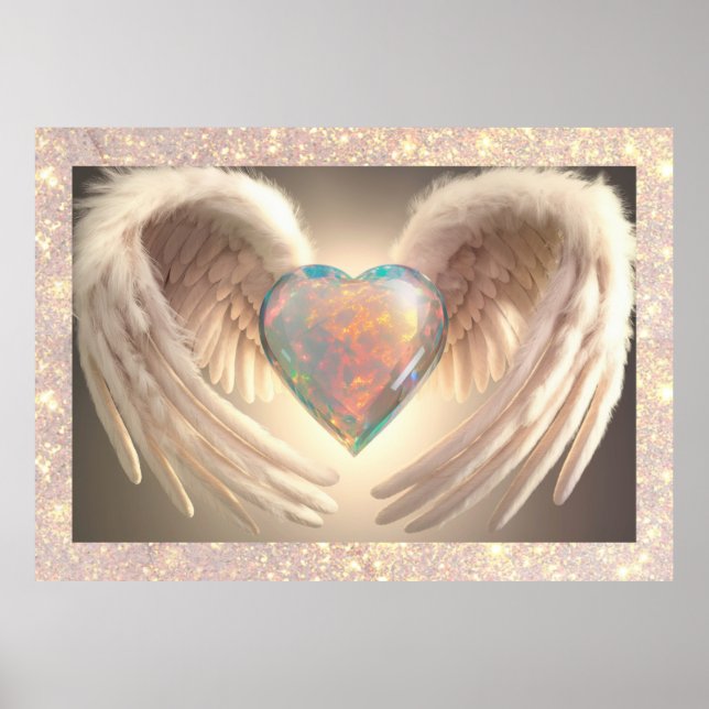 *~*~ Poster Opal Heart Angel ailes plumes AP78 (Devant)