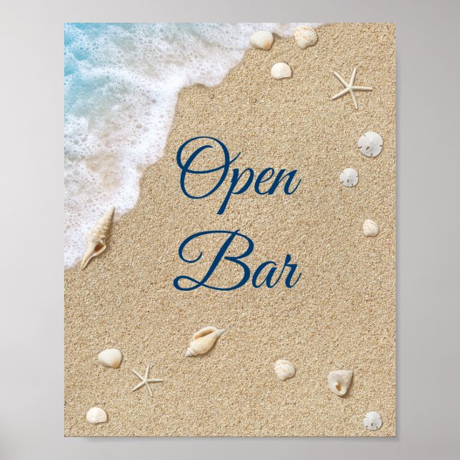 Poster Open Bar Blue Beach Waves (Devant)