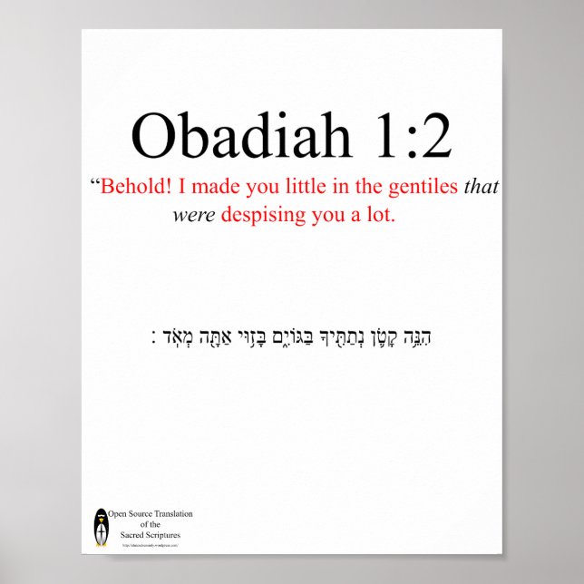 Poster Open Source Translation Obadiah 1:2 (Devant)