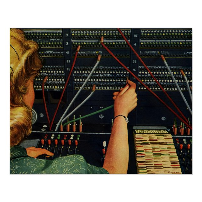 Poster Opératrice de standard téléphonique, entreprise vi (Devant)