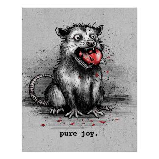 Poster Opossum Trash de Noël qui mâche un Ornement en Ver