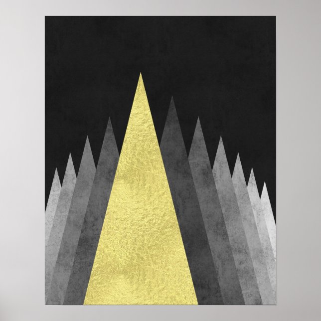 Poster Or et noir Art géométrique minimal moderne (Devant)