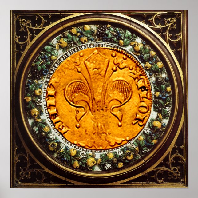 POSTER OR FLEURONNÉ FLORENTIN ET COURONNE FLEURIE ANTIQUE (Devant)
