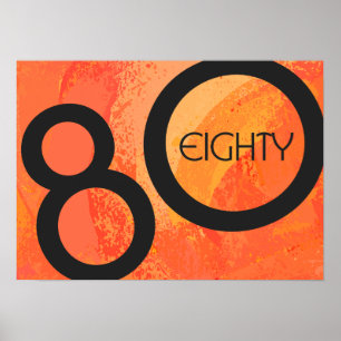 Poster Orange 80 Decade Birthday