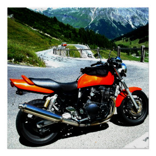 Poster orange dans les montagnes