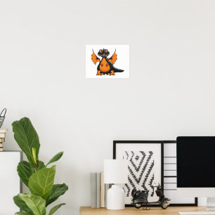 Poster Orange Et Black Dragon