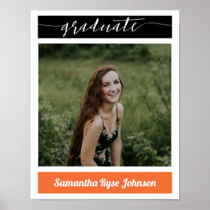 Poster Orange Modern Block Photo Graduation