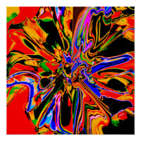 Orange, Noir, Or, Fleur Psychédélique Bleue