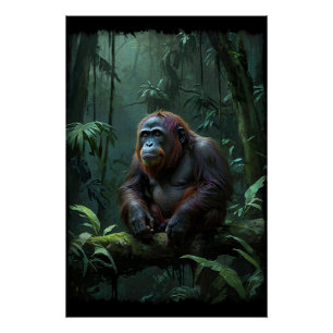 Poster Orangutan dans la jungle de Bornéo