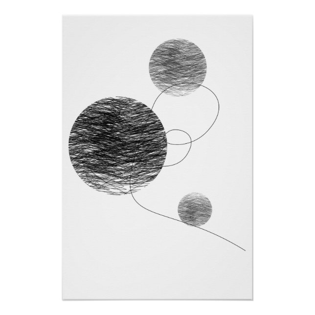 Poster Orbes Abstrait Art Kinship noir et blanc (Devant)