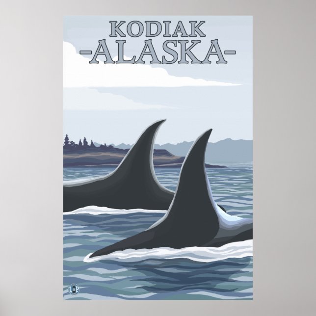 Poster Orca Whales #1 - Kodiak, Alaska (Devant)