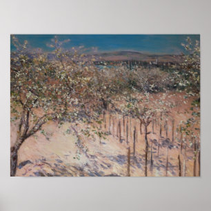 Poster Orchard avec pommiers à fleurs, Colombes