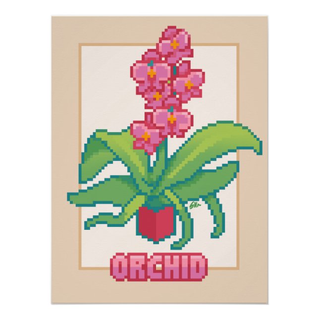 Poster Orchid Pixel Art (Devant)