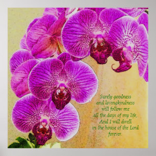 Poster Orchidées roses Psaume 23 Custom Art