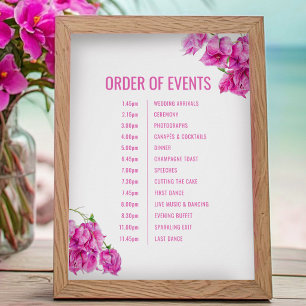 Poster Ordre des événements de mariage aux bougainvillées