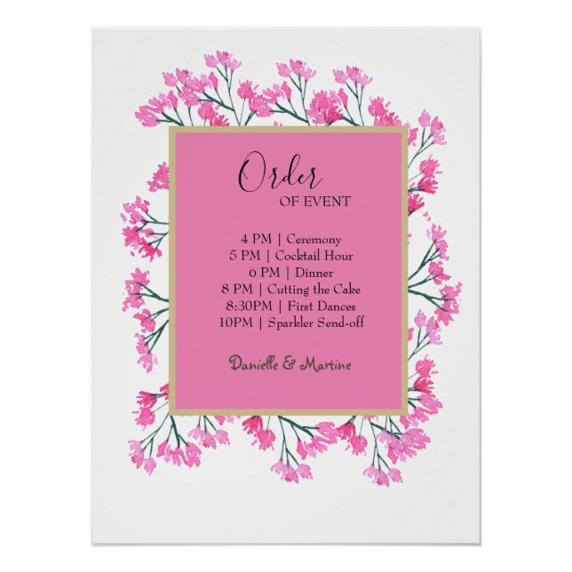 Poster Ordre des événements Mariage Périwinkle Fleur sauv (Devant)