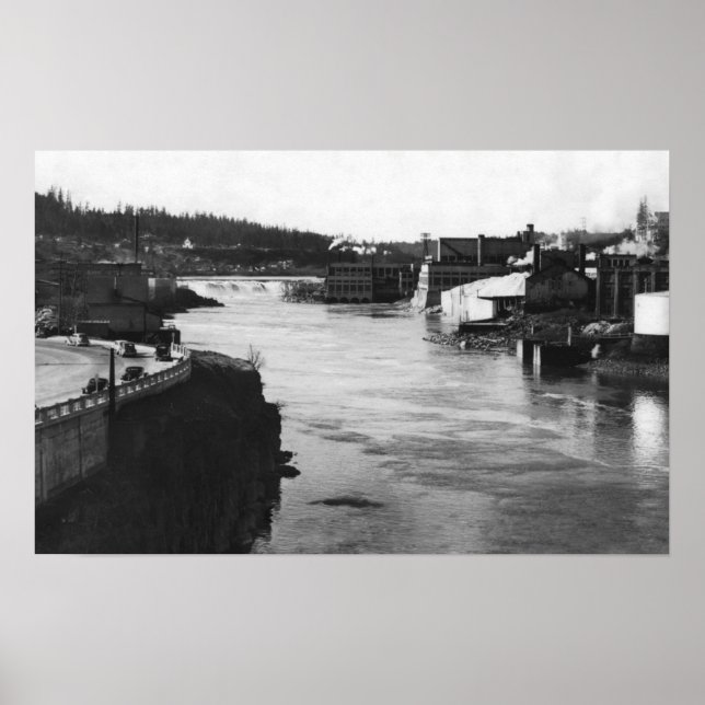 Poster Oregon City, OU Willamette Falls et Paper Mills (Devant)
