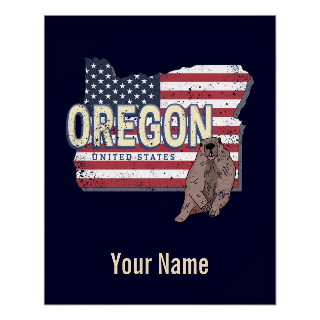 Poster Oregon State États-Unis Retro Map USA Souvenir (Devant)