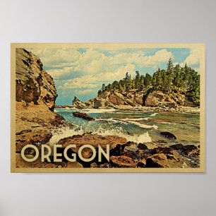Poster Oregon Vintage voyage Art Océan Nature