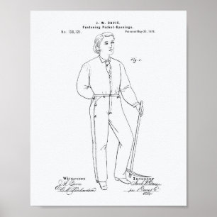 Poster Original Blue Jeans 1873 Brevet Art Livre blanc