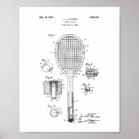 Poster original de la raquette de tennis - Vintage