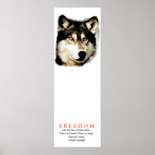 Poster original Freedom Motivation Wolf Imprimer