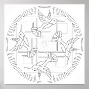 Poster OrnaMENTAL #0021 Colibri Couleur de votre propre