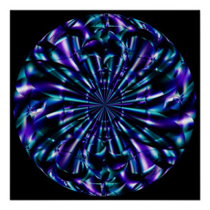 Poster Ornemental   Art fractal bleu et violet