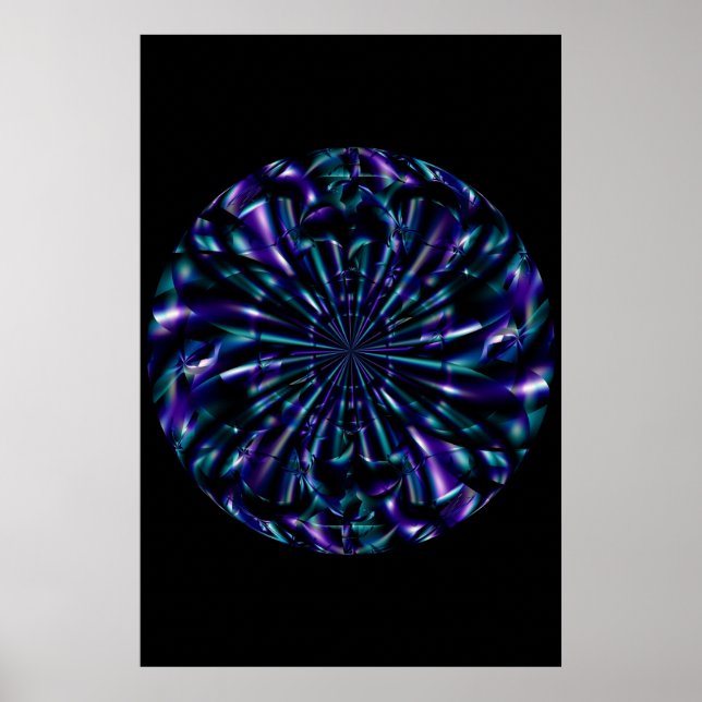 Poster Ornemental | Art fractal bleu et violet (Devant)