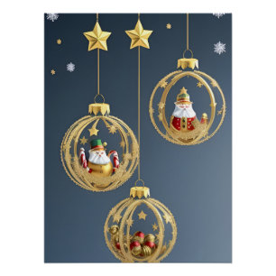 Poster Ornements de Noël élégants