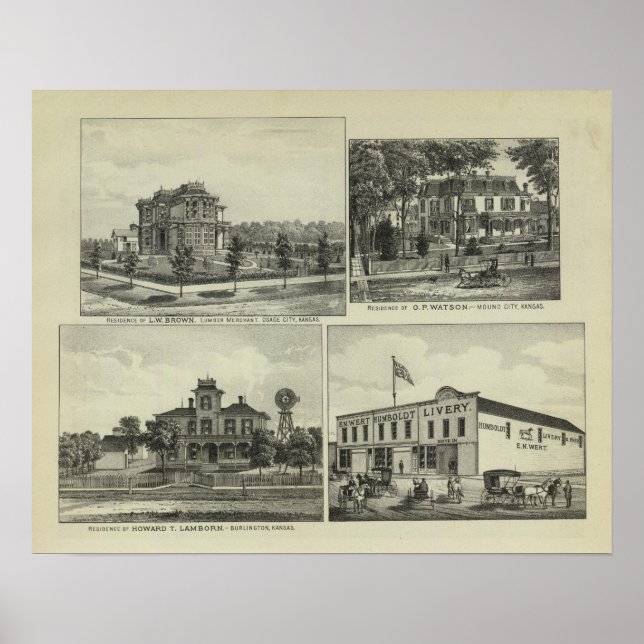 Poster Osage, Mound et Burlington, Kansas (Devant)