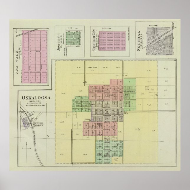 Poster Oskaloosa, Lea Walk et Bonanza, Kansas (Devant)