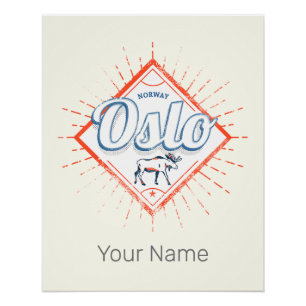 Poster Oslo Capital Norvège Retro Moose Souvenir Vintage