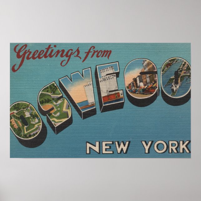 Poster Oswego, New York - Grandes scènes de lettres (Devant)