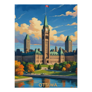 Poster Ottawa Canada Édifice du Parlement, Ciel de la vil