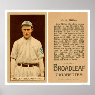 Poster Otto Miller Dodgers Baseball 1912