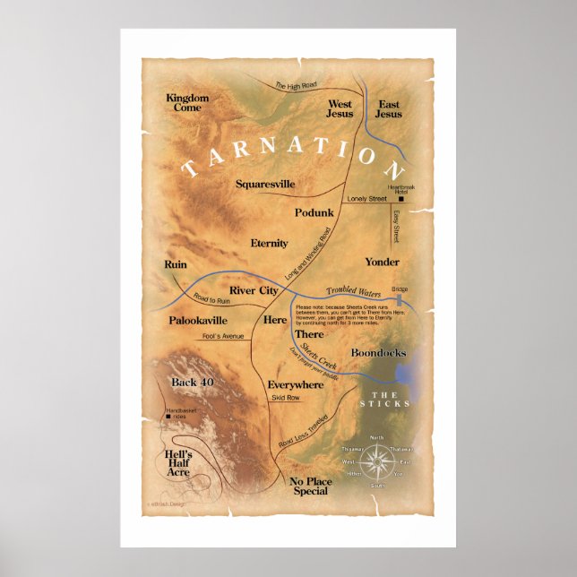 Poster Où à Tarnation ? (Carte amusante) (Devant)