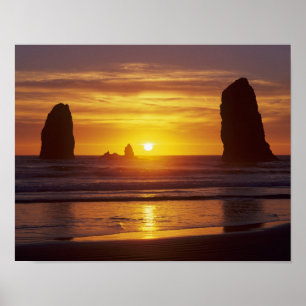 Poster OU, Côte de l'Oregon, Plage de Cannon, en-cas au
