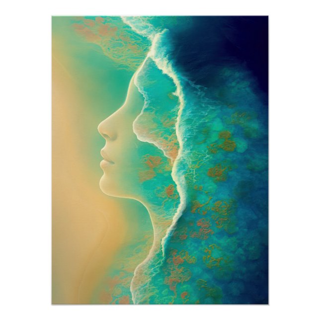 Poster "Où l'océan devient mémoire" - Vert bleu (Devant)