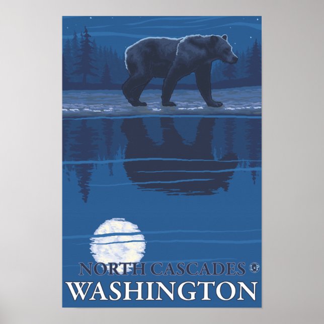 Poster Ours au clair de lune - North Cascades, Washington (Devant)
