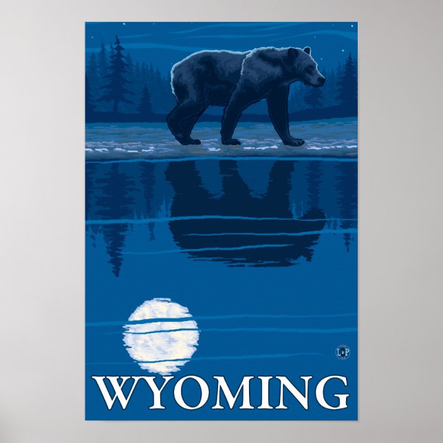 Poster Ours au clair de lune - Wyoming (Devant)