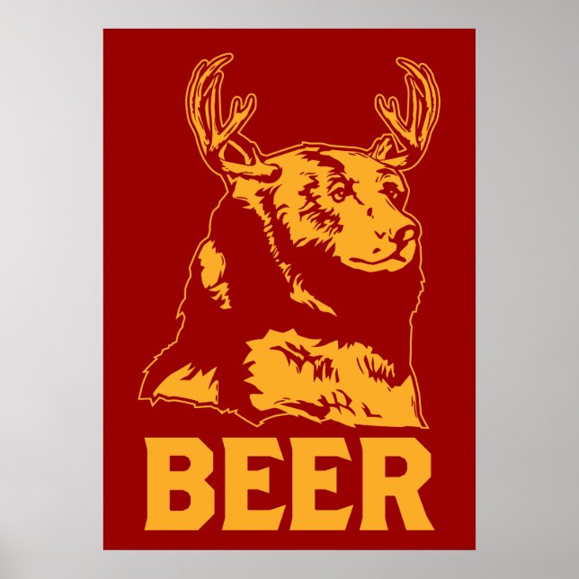 Poster Ours + Cerf = Bière (Devant)